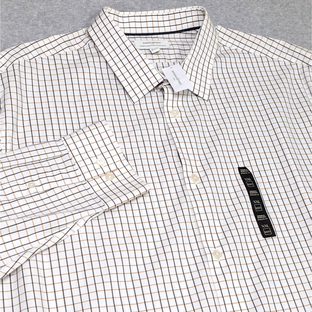 Banana Republic Athletic Fit Dress Shirt Men 2XL XXL Button Up Wrinkle Resistant